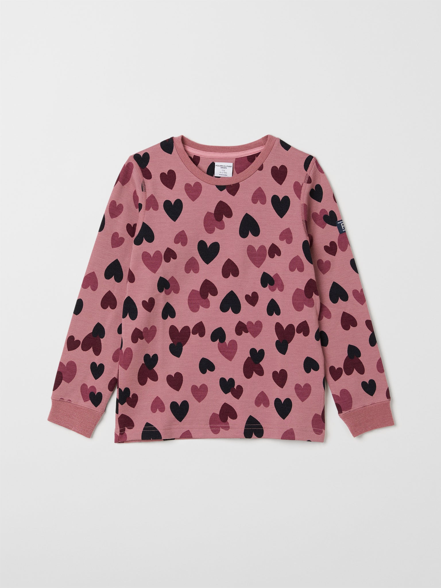 Merino Wool Pink Kids Thermal Top from the Polarn O. Pyret kids collection. Nordic kids clothes made from sustainable sources.