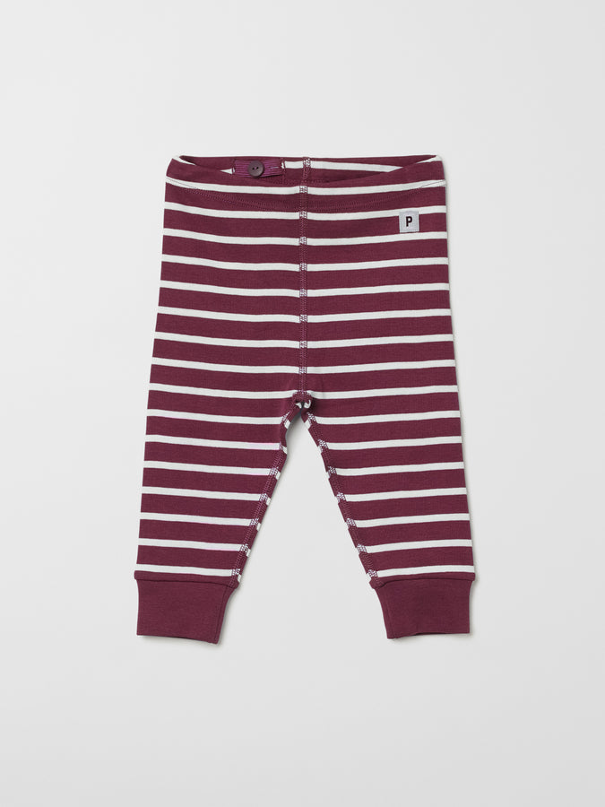 Burgundy Organic Cotton Baby Leggings from the Polarn O. Pyret baby collection. Nordic baby clothes made from sustainable sources.