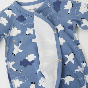 Bird Print Cotton Wraparound Babygrow from the Polarn O. Pyret baby collection. The best ethical baby clothes