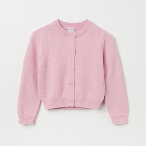 Pink Kids Knitted Cardigan from the Polarn O. Pyret kidswear collection. Clothes made using sustainably sourced materials.