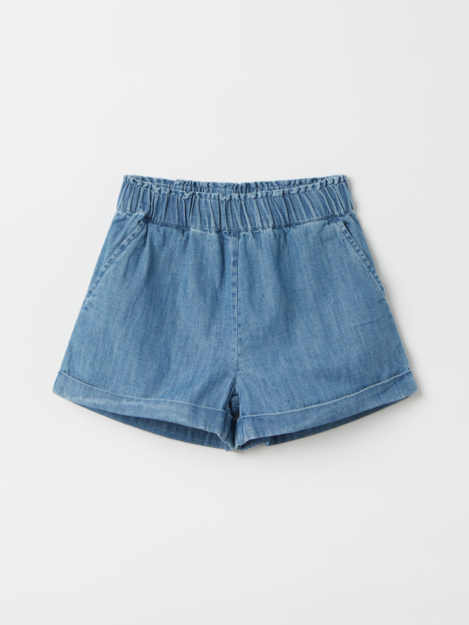 Cotton Denim Chambray Kids Shorts from the Polarn O. Pyret kidswear collection. Ethically produced kids clothing.