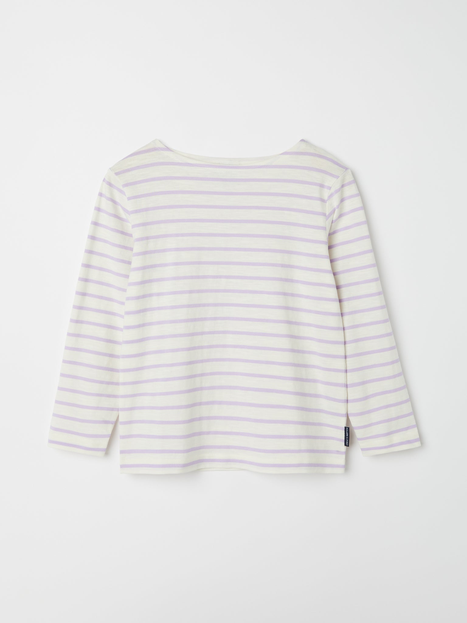 Lilac Breton Stipe Kids Top from the Polarn O. Pyret kidswear collection. Nordic kids clothes made from sustainable sources.