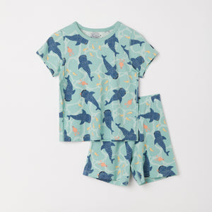 Shark Print Kids Short Pyjamas from the Polarn O. Pyret kidswear collection. The best ethical kids clothes