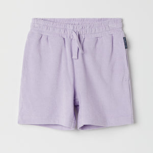 Purple Terry Cotton Kids Shorts from the Polarn O. Pyret kidswear collection. Clothes made using sustainably sourced materials.