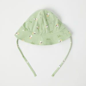 Green Cotton Baby Sun Hat from the Polarn O. Pyret baby collection. Clothes made using sustainably sourced materials.