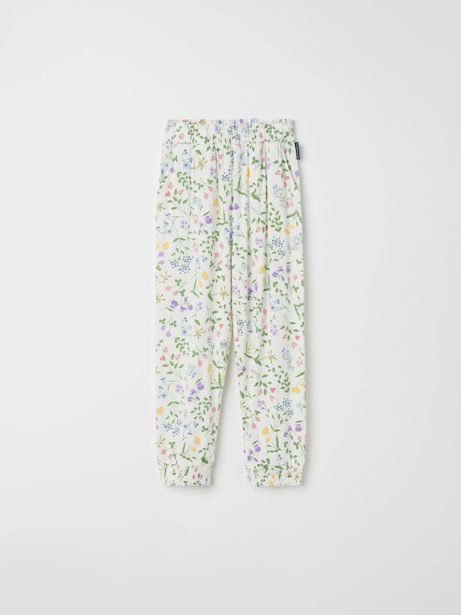 Ditsy Floral Kids Jersey Joggers from the Polarn O. Pyret kidswear collection. The best ethical kids clothes