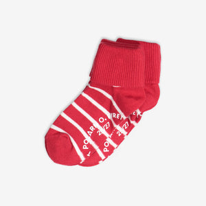 2 pack kids antislip socks, red organic cotton polarn o. pyret quality 