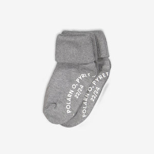 baby antislip crawling socks, grey organic cotton polarn o. pyret