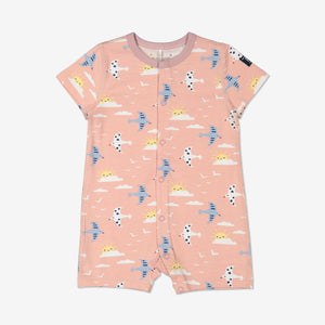 Girl Purple GOTS Organic Bird Print Onesie Pyjamas