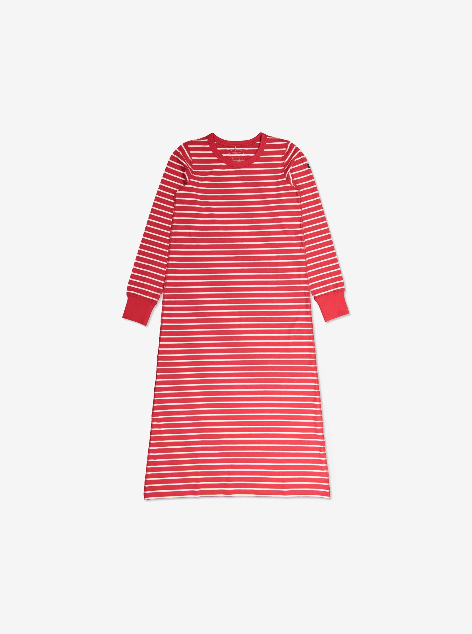 red and white striped Organic Ladies Nightgown, Ladies Sustainable Clothing, warm long lasting durable, polarn o. pyret ethical