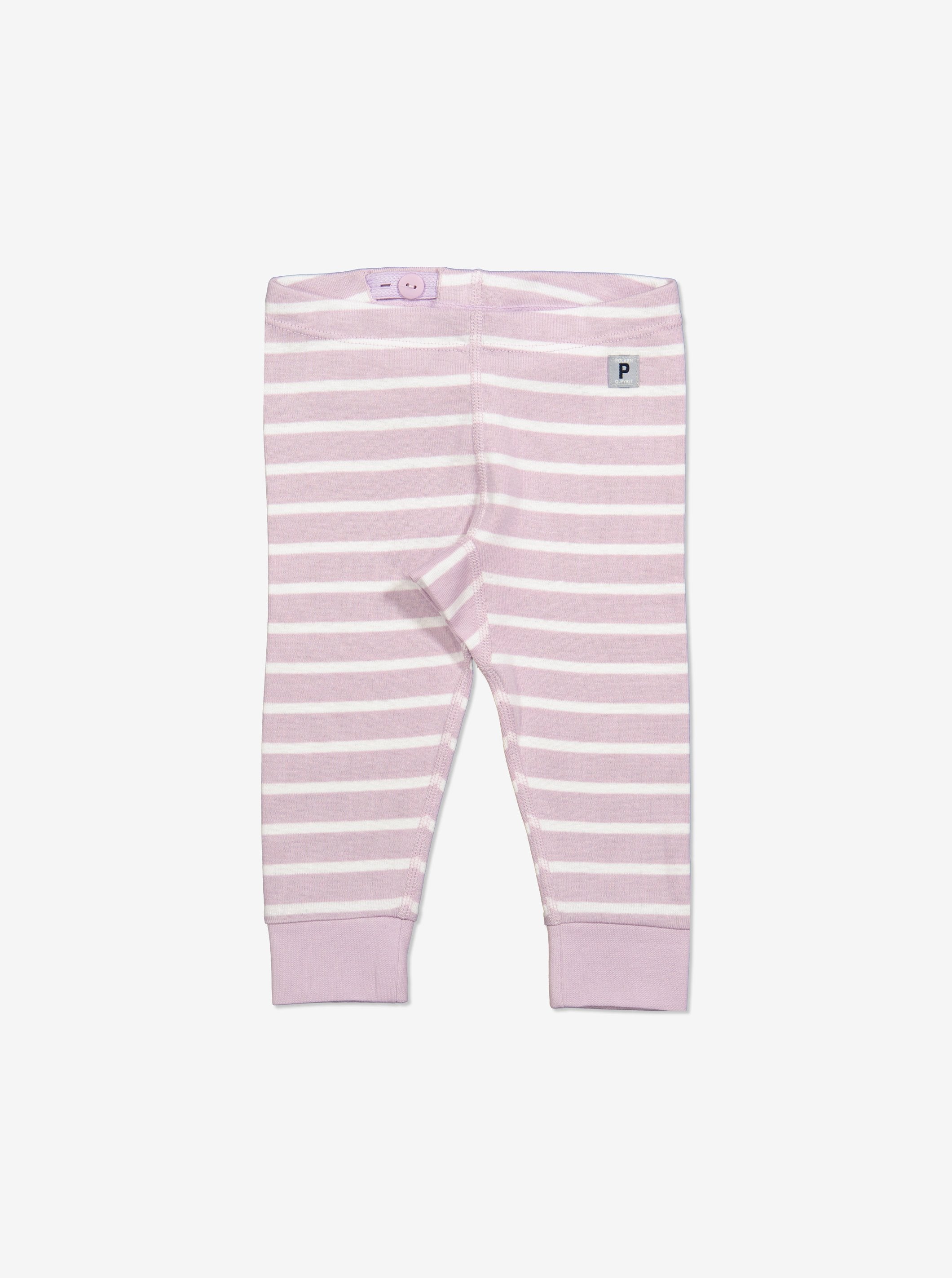 Organic Striped Pink Baby Leggings