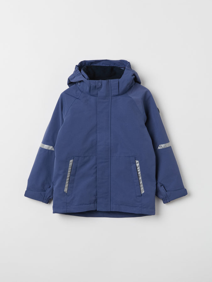 Kids Blue Waterproof Shell Jacket from the Polarn O. Pyret outerwear collection. Made using ethically sourced materials.