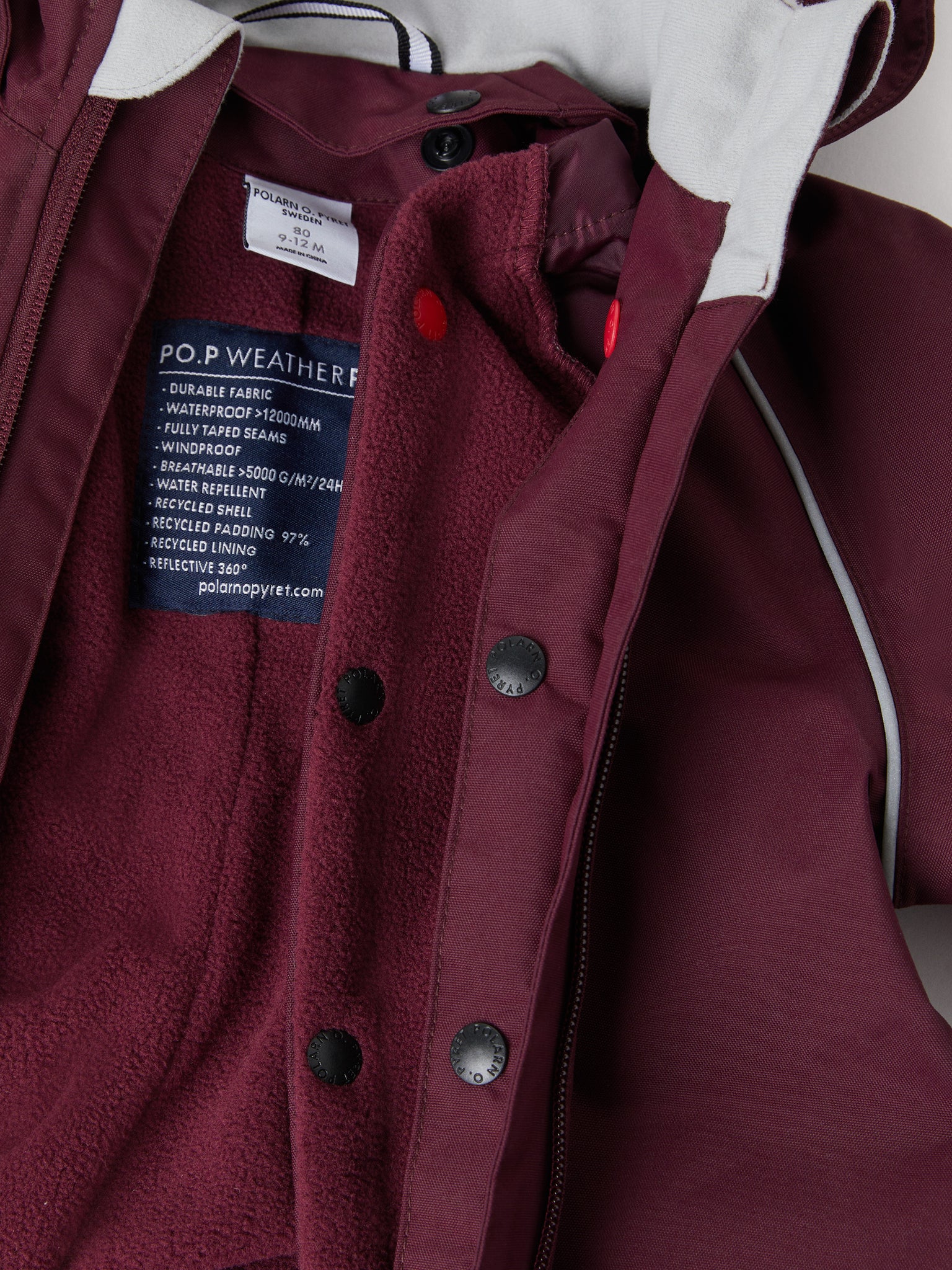 Burgundy Shell Waterproof Baby Overall from the Polarn O. Pyret outerwear collection. Quality kids clothing made to last.