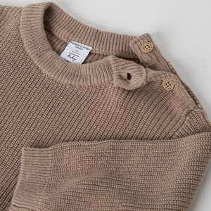 Organic Cotton Knitted Baby Jumper from the Polarn O. Pyret baby collection. Clothes made using sustainably sourced materials.