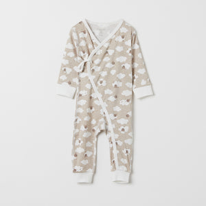 Sheep Print Organic Baby Romper from the Polarn O. Pyret baby collection. Clothes made using sustainably sourced materials.