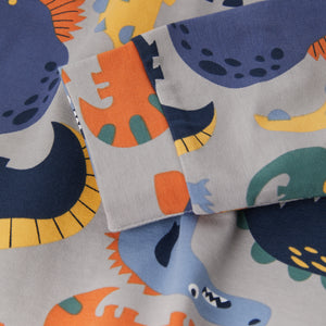 Grey Dinosaur Print Kids Top from the Polarn O. Pyret kidswear collection. Nordic kids clothes made from sustainable sources.