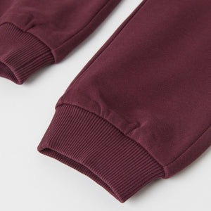 Organic Cotton Burgundy Kids Joggers from the Polarn O. Pyret kidswear collection. Nordic kids clothes made from sustainable sources.
