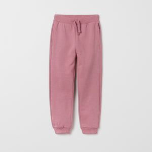 Organic Cotton Pink Kids Joggers from the Polarn O. Pyret kidswear collection. Clothes made using sustainably sourced materials.