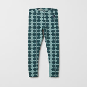 Scandi Cotton Kids Leggings Green from the Polarn O. Pyret kidswear collection. Clothes made using sustainably sourced materials.