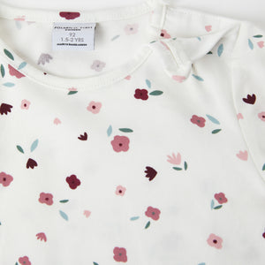 Organic Cotton White Floral Kids Top from the Polarn O. Pyret kidswear collection. Clothes made using sustainably sourced materials.