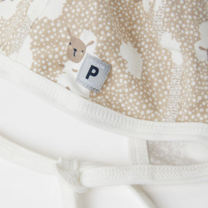 Sheep Print Organic Cotton Baby Hat from the Polarn O. Pyret baby collection. Nordic baby clothes made from sustainable sources.