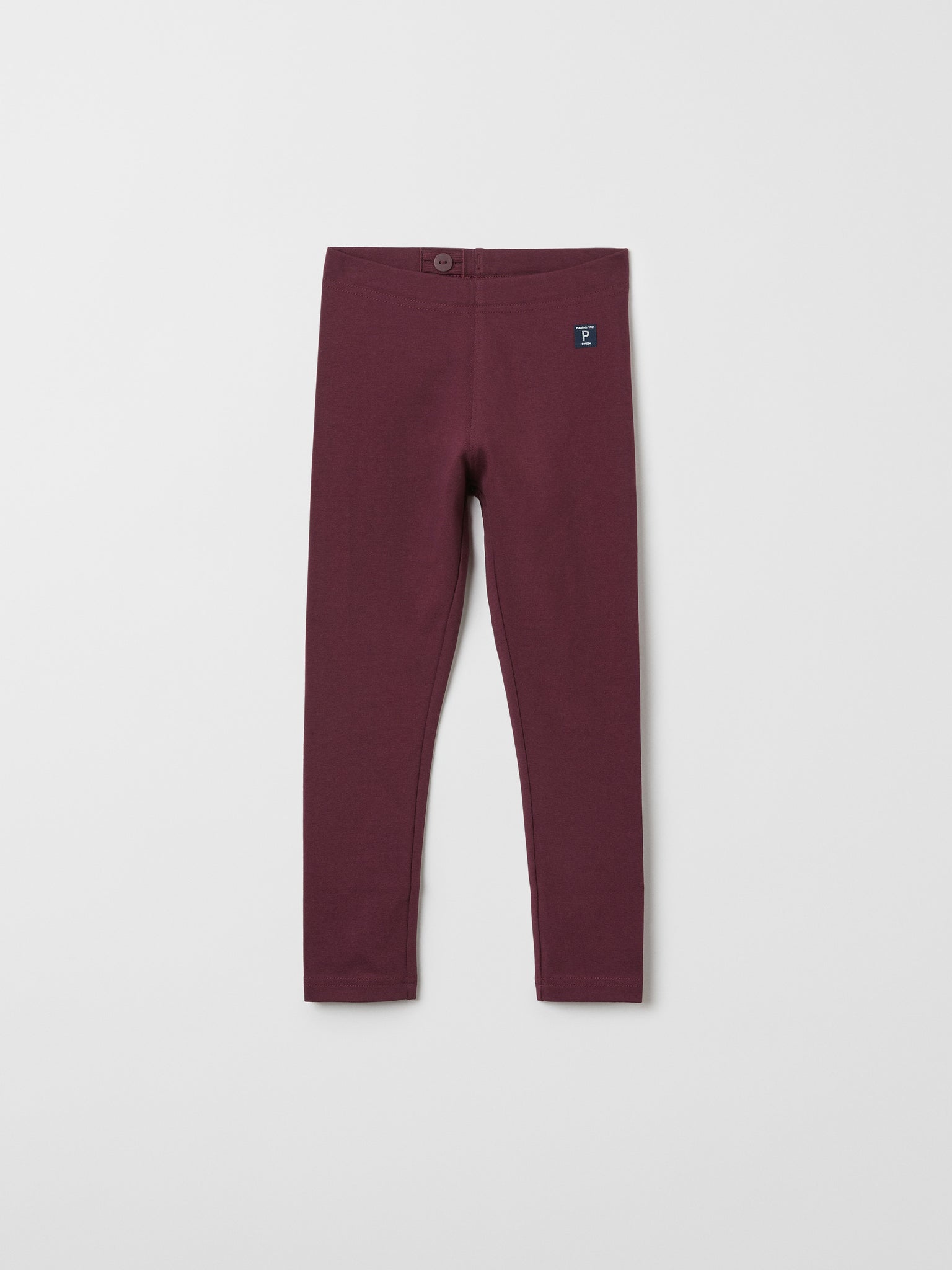 Organic Cotton Burgundy Kids Leggings from the Polarn O. Pyret kidswear collection. Nordic kids clothes made from sustainable sources.