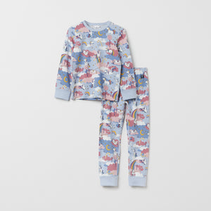 Organic Cotton Unicorn Kids Pyjamas from the Polarn O. Pyret kidswear collection. Ethically produced kids clothing.