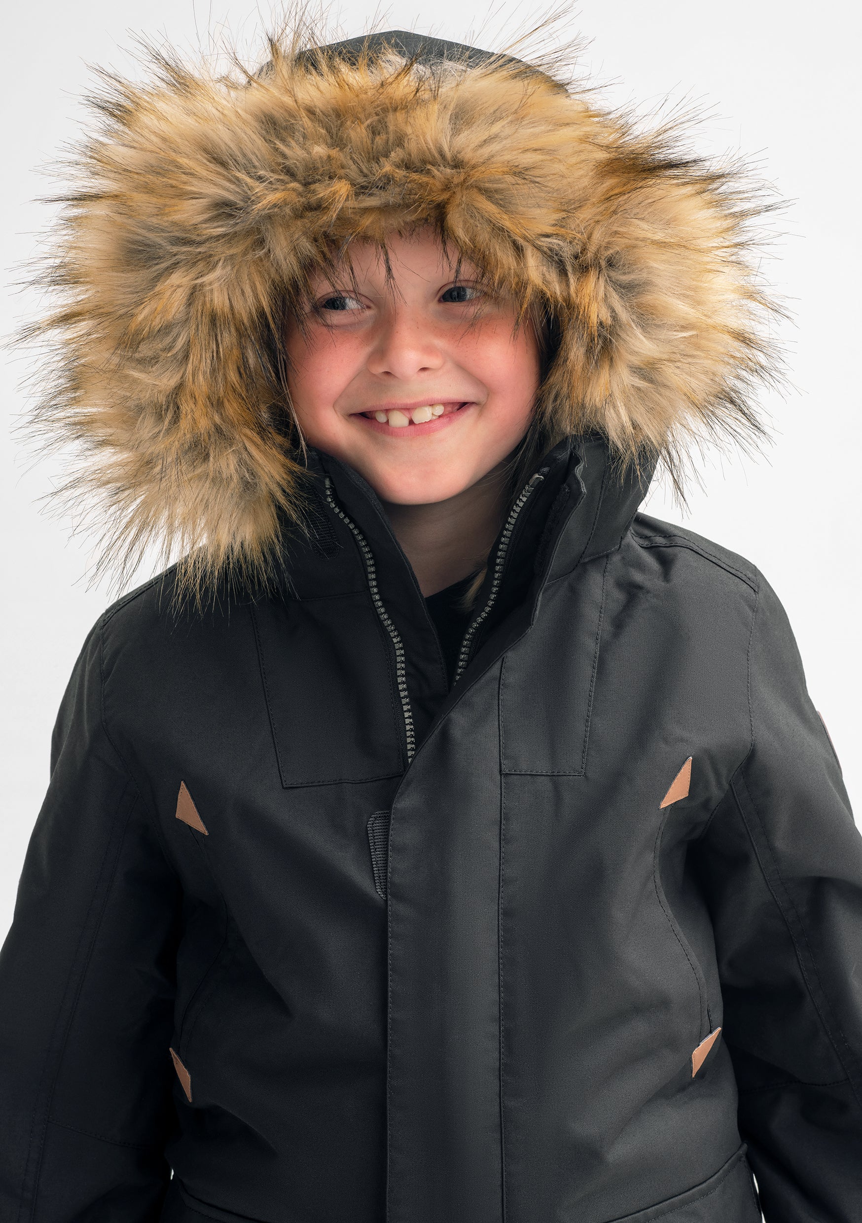 Kids Padded Parka Coat-6-12y-Black-Boy | Polarn O. Pyret UK