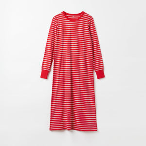 Striped Red Adult Nightdress from the Polarn O. Pyret adult collection. Ethically produced adult pyjamas
