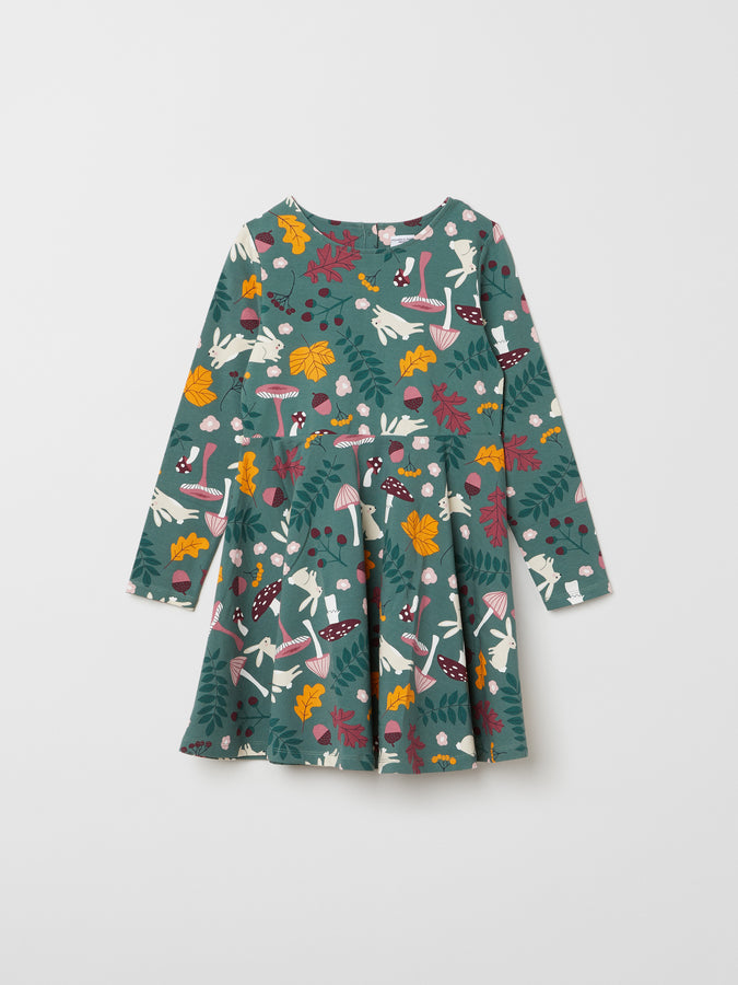 Organic Cotton Green Kids Dress from the Polarn O. Pyret kids collection. The best ethical kids clothes
