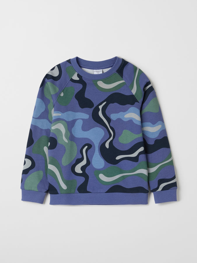 Organic Cotton Kids Blue Sweatshirt from the Polarn O. Pyret kids collection. Nordic kids clothes made from sustainable sources.