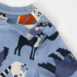 Merino Wool Blue Kids Thermal Top from the Polarn O. Pyret kids collection. Ethically produced kids clothing.