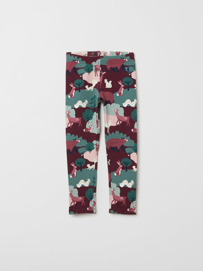 Organic Cotton Burgundy Kids Leggings from the Polarn O. Pyret kids collection. Clothes made using sustainably sourced materials.