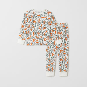Squirrel Print Kids White Pyjamas