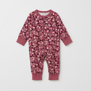 Organic Cotton Red Baby Sleepsuit from the Polarn O. Pyret baby collection. The best ethical baby clothes