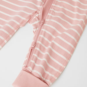 Organic Cotton Pink Baby Sleepsuit from the Polarn O. Pyret baby collection. The best ethical baby clothes