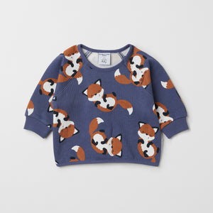 Fox Print Organic Cotton Sweatshirt from the Polarn O. Pyret baby collection. The best ethical baby clothes
