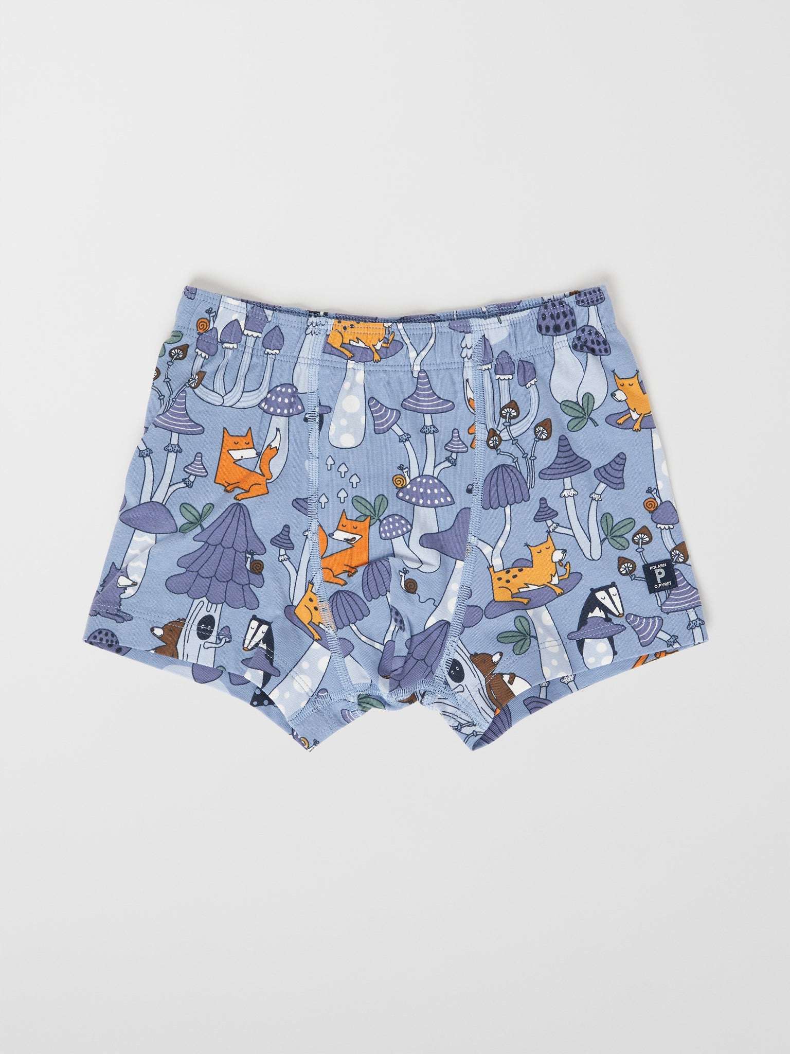 Organic Cotton Boys Blue Boxer Shorts from the Polarn O. Pyret kids collection. Clothes made using sustainably sourced materials.