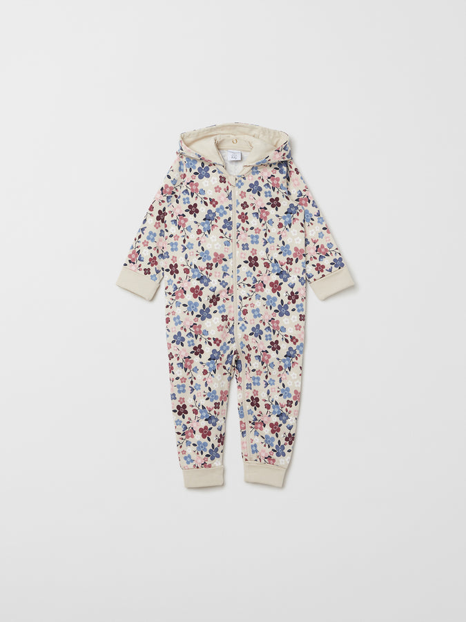 Organic Cotton Floral Baby All-In-One from the Polarn O. Pyret baby collection. Nordic baby clothes made from sustainable sources.