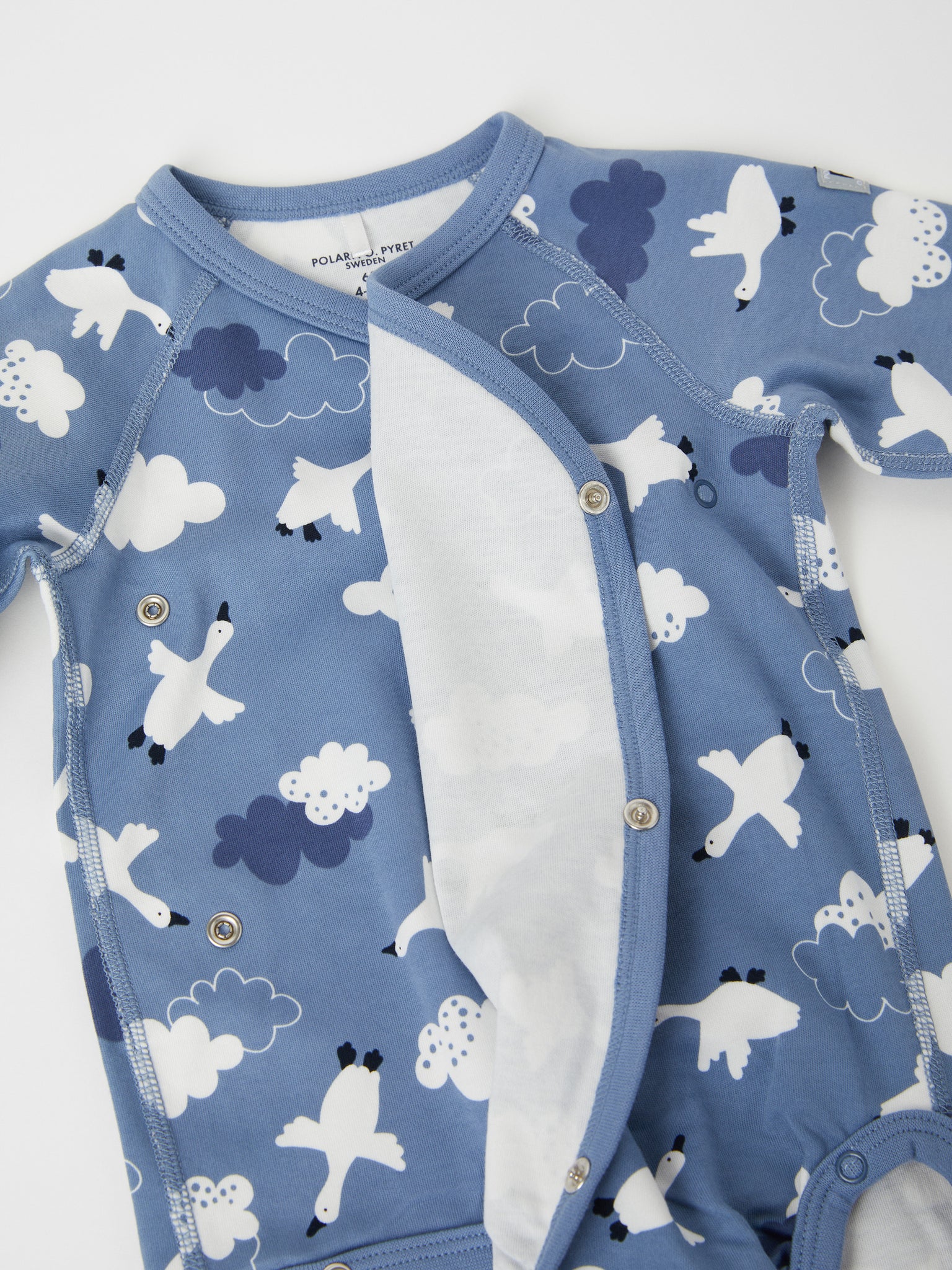 Bird Print Cotton Wraparound Babygrow from the Polarn O. Pyret baby collection. The best ethical baby clothes