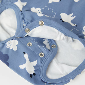 Bird Print Organic Cotton Babygrow from the Polarn O. Pyret baby collection. Nordic baby clothes made from sustainable sources.