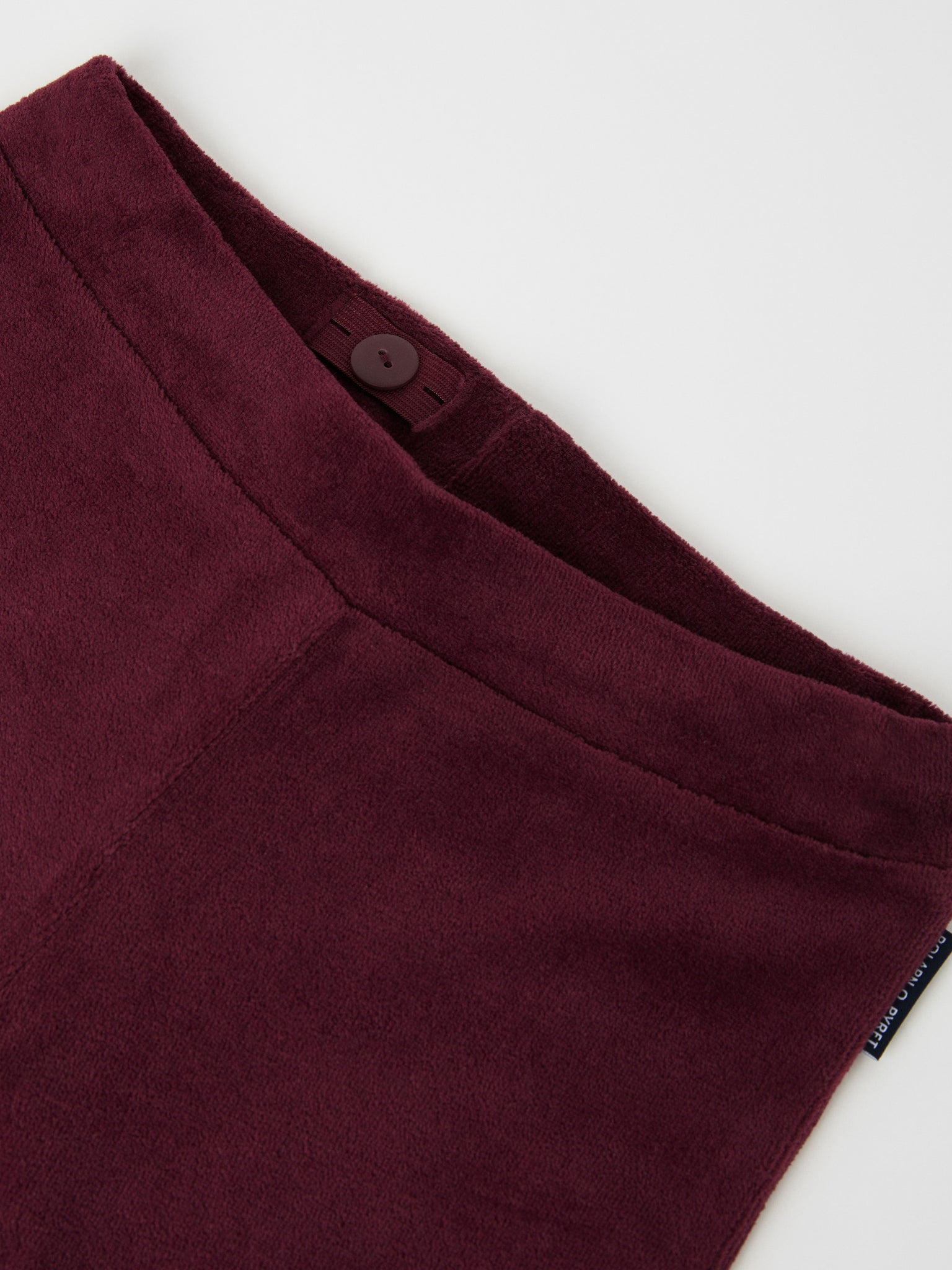Burgundy Kids Velour Cotton Trousers from the Polarn O. Pyret kids collection. Nordic kids clothes made from sustainable sources.