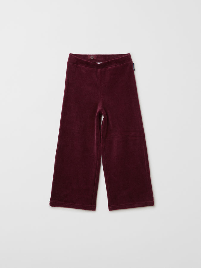 Burgundy Kids Velour Cotton Trousers from the Polarn O. Pyret kids collection. Nordic kids clothes made from sustainable sources.