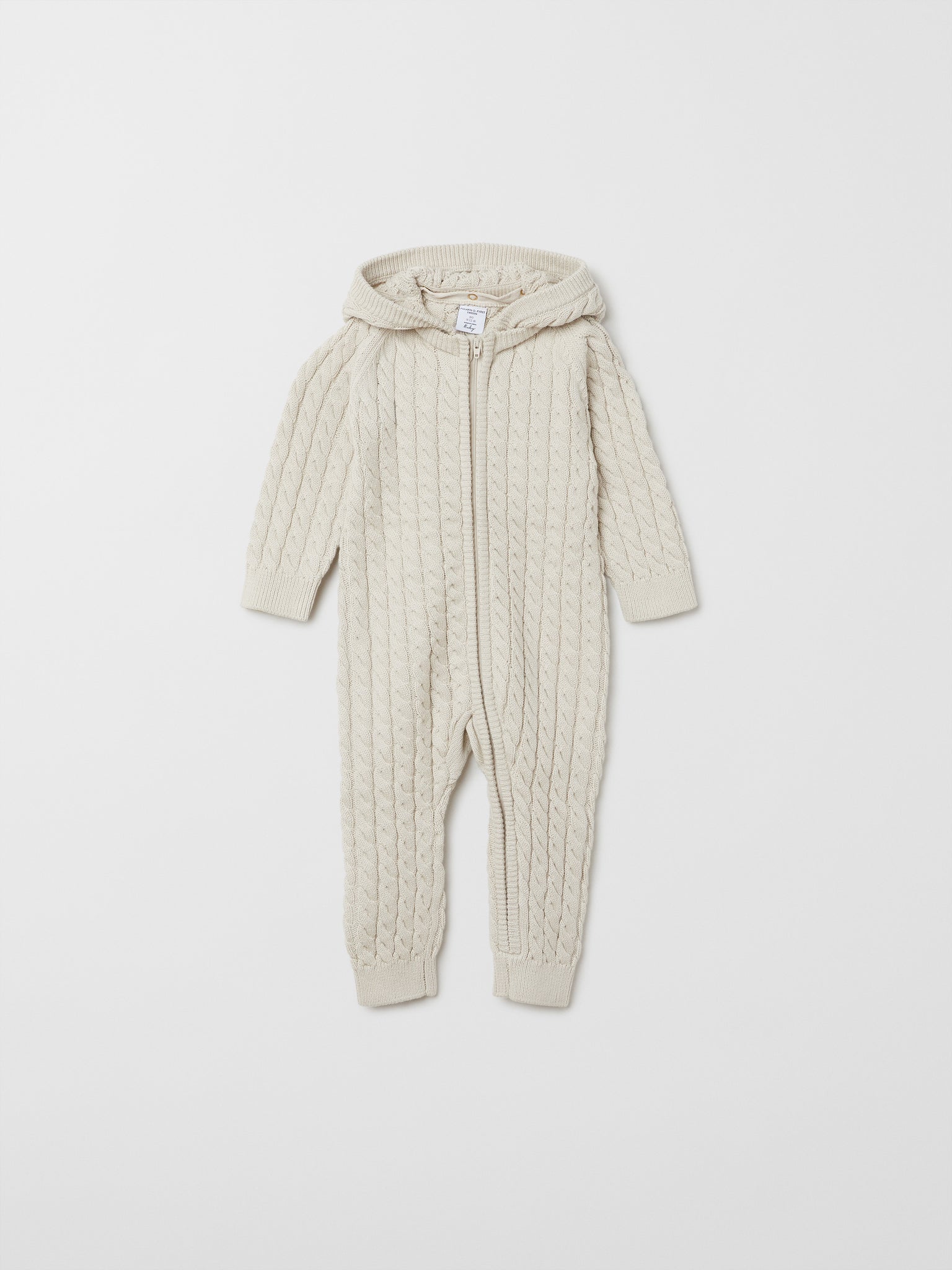 Knitted Cotton Beige Baby All-In-One from the Polarn O. Pyret baby collection. The best ethical baby clothes