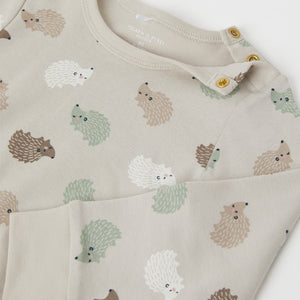 Hedgehog Print Organic Cotton Babygrow from the Polarn O. Pyret baby collection. The best ethical baby clothes