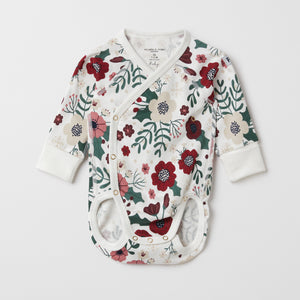 Floral Wraparound Cotton Babygrow from the Polarn O. Pyret baby collection. The best ethical baby clothes