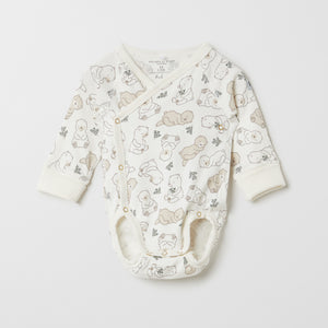 Bear Print Wraparound Babygrow from the Polarn O. Pyret baby collection. The best ethical baby clothes
