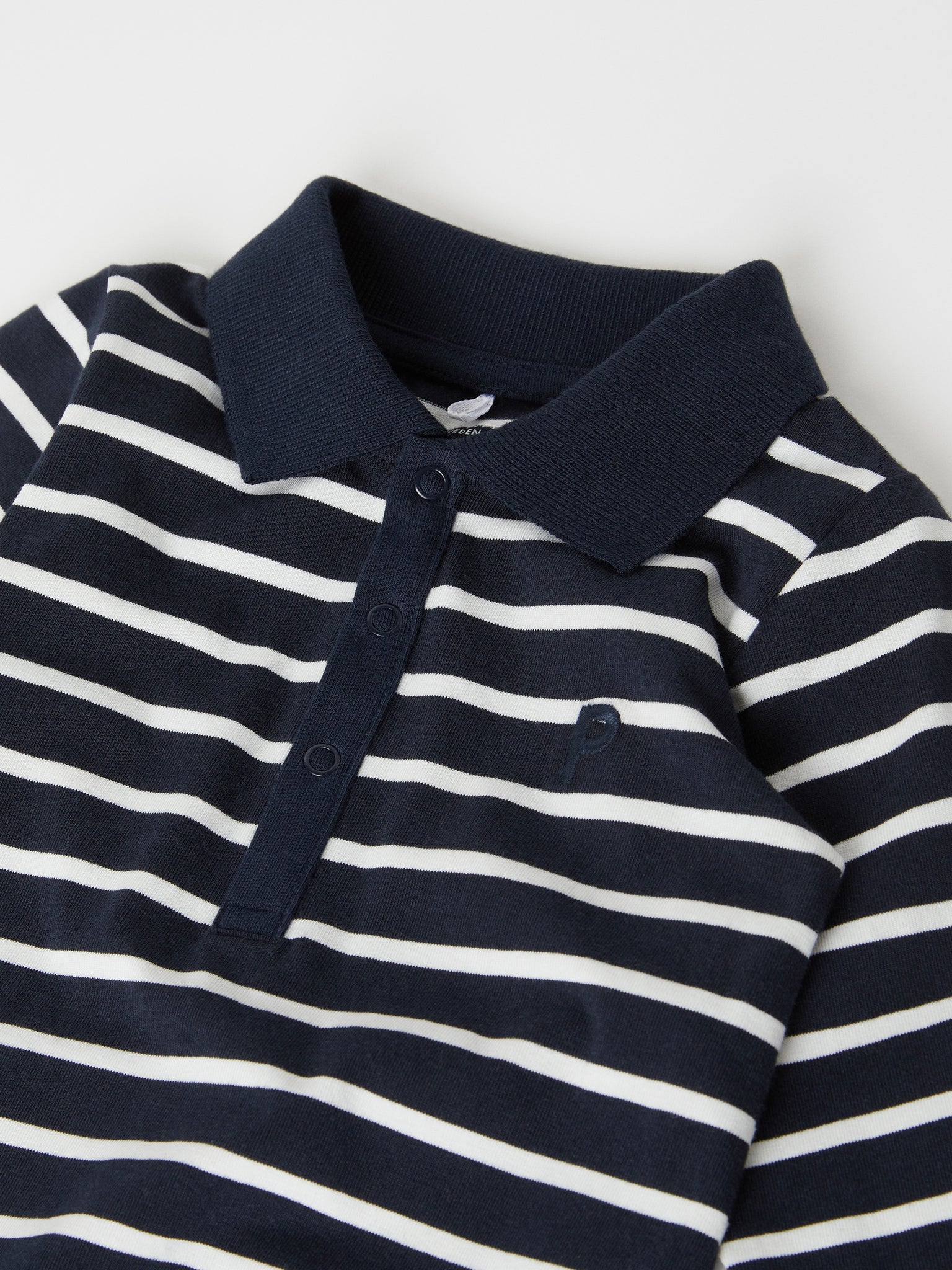 Striped Cotton Polo Shirt Babygrow from the Polarn O. Pyret baby collection. Nordic baby clothes made from sustainable sources.