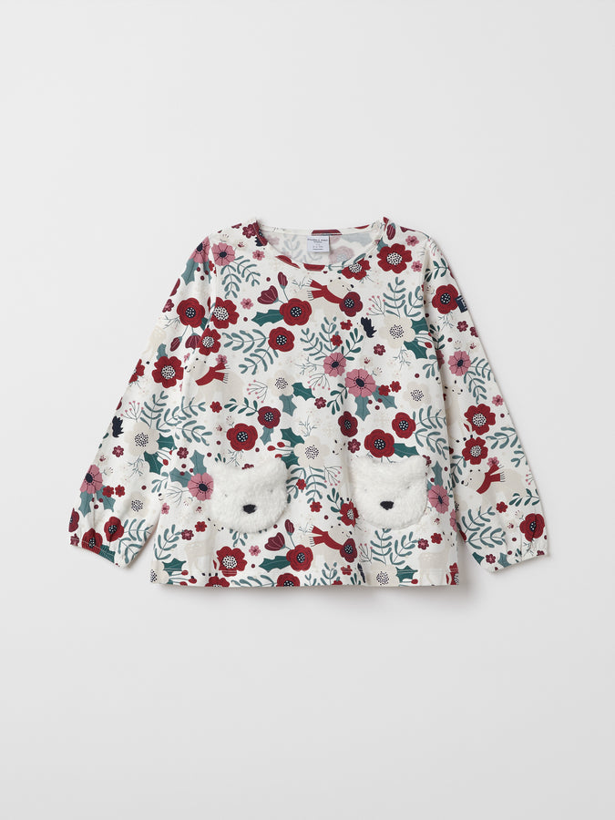Bear Pocket Christmas Kids Top from the Polarn O. Pyret kidswear collection. Clothes made using sustainably sourced materials.