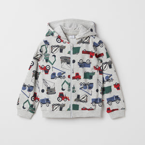Vehicle Print  Cotton Kids Hoodie from the Polarn O. Pyret kidswear collection. Nordic kids clothes made from sustainable sources.